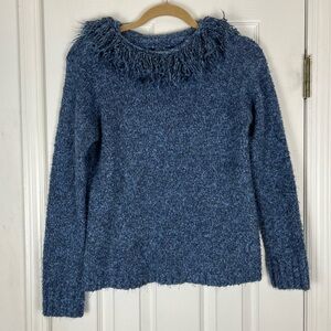 Wind River Marled Knit Fringe Collar Sweater